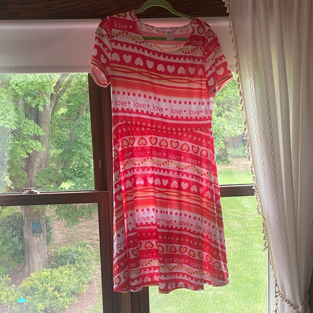 Pink and Red Love Pattern Dress